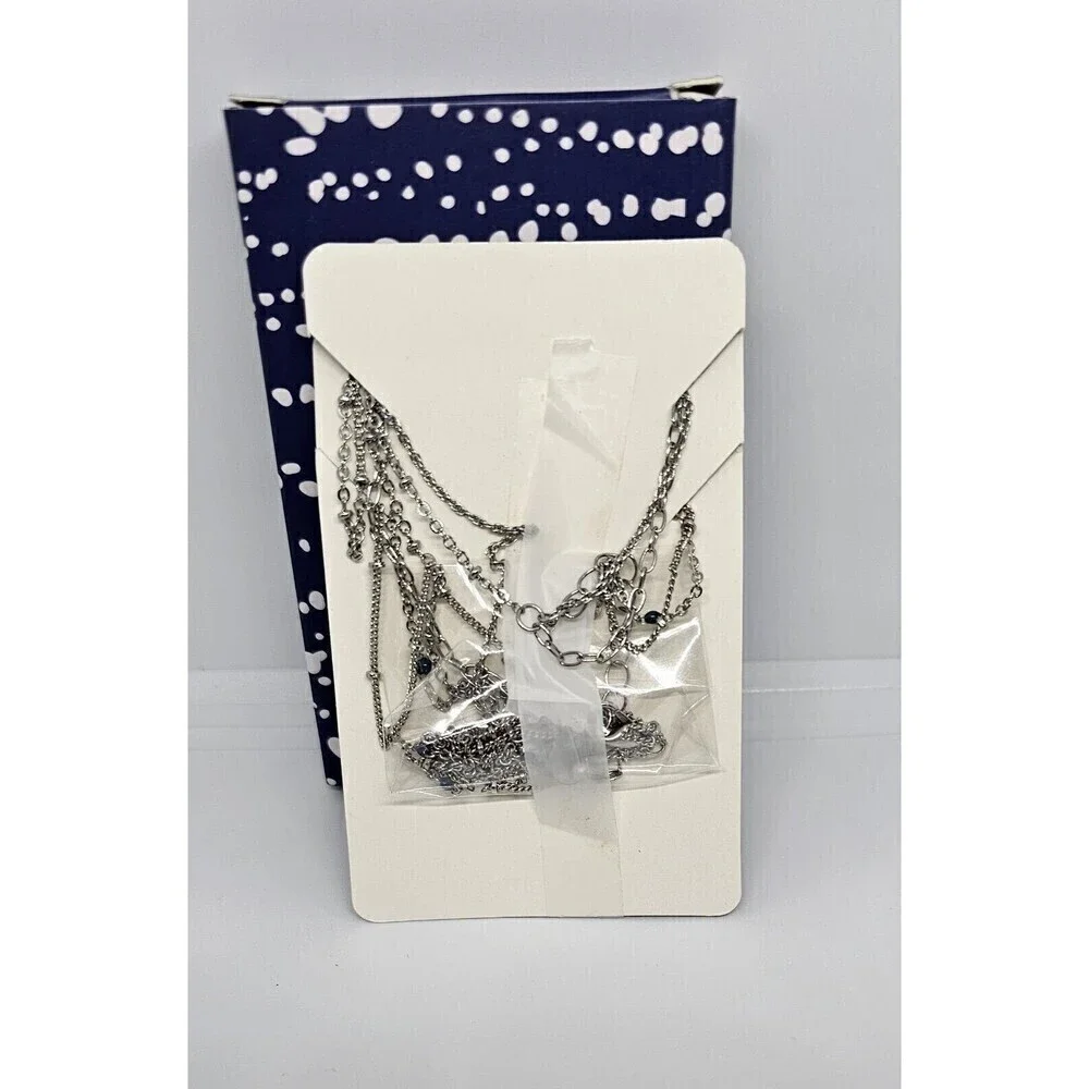 VIOLET HARPER Silver Metal Layered Necklace And Bracelet Set NWOT